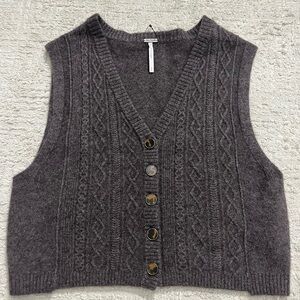 NWOT Free People Beatrice Cashmere Button Up Sleeveless Top